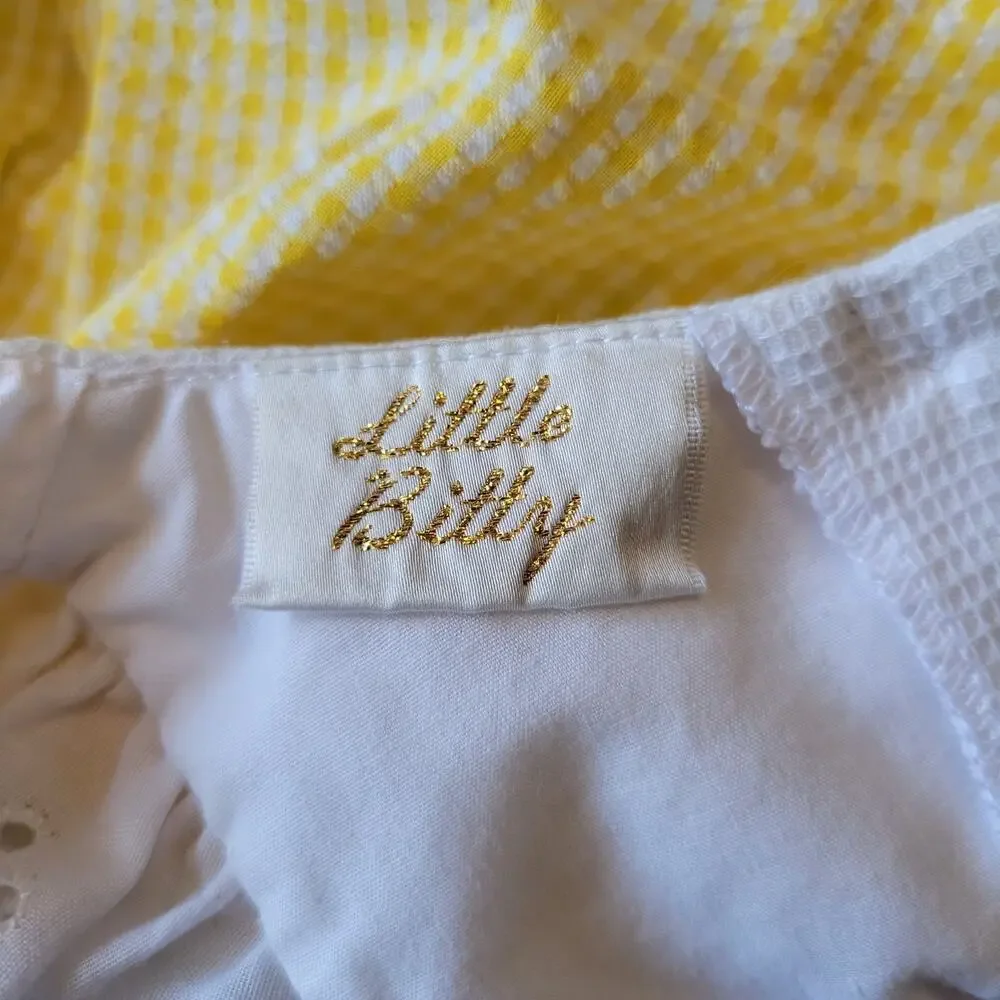 Vintage 1980s baby girl's 3-6 months Little Bitty dress yellow gingham w/flowers